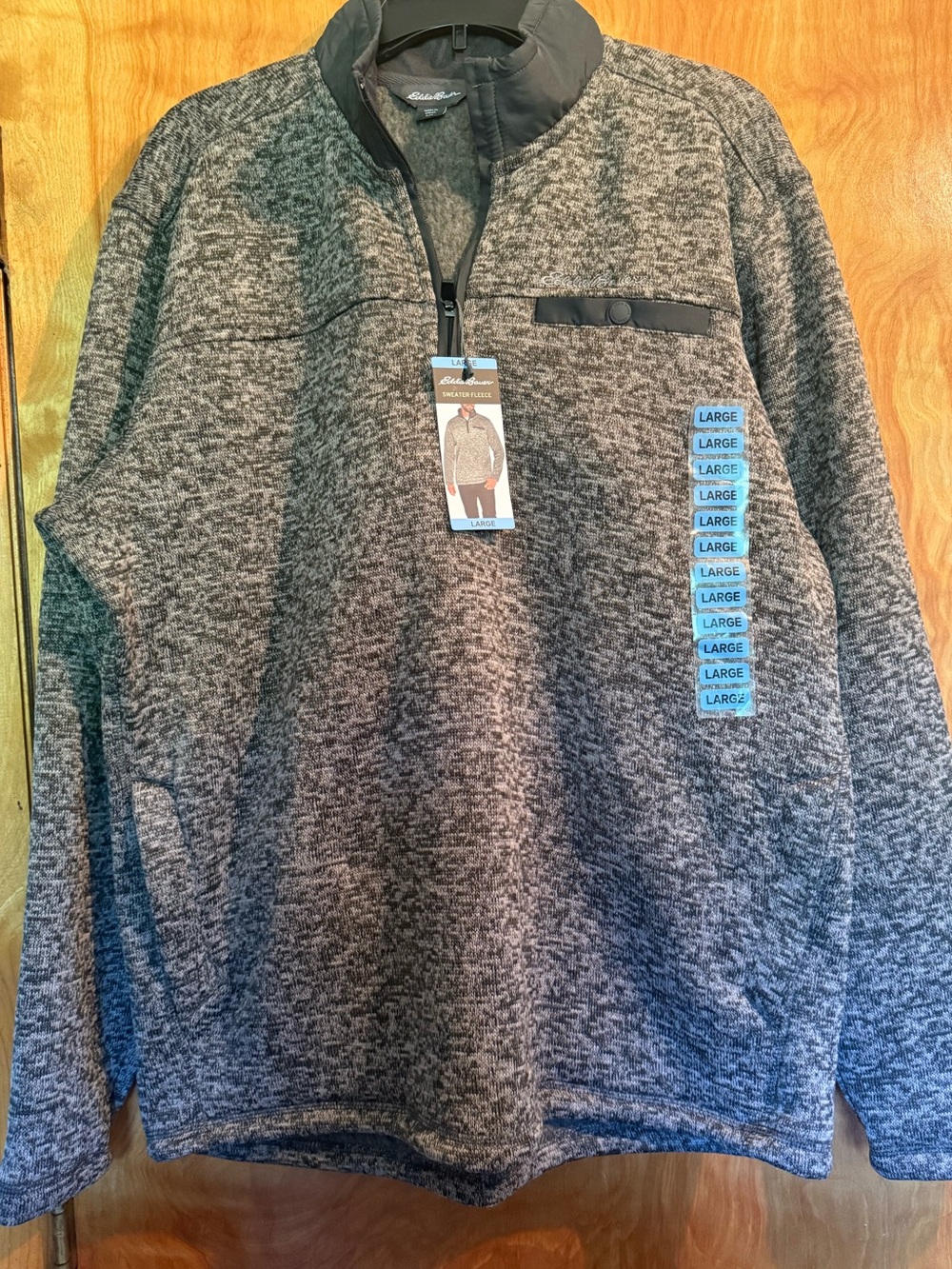 Eddie Bauer Heathered Gray Quarter-Zip Pullover Mens Large NWT